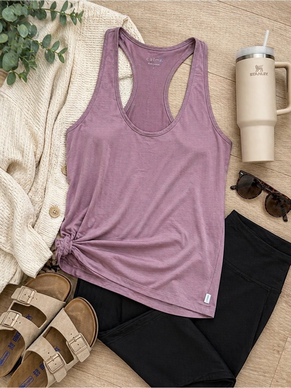 Johnny Was Calme Mauve Racerback Tank Size L Soft Stretch Athleisure Top